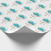Turquoise Roses with Keys Wrapping Paper (Corner)