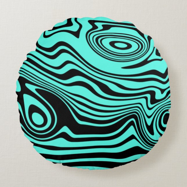 Turquoise Round Pillow Your Colors (Front)