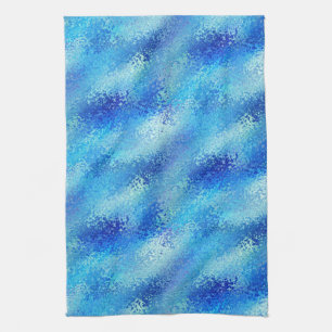 Turquoise & Royal Blue Artistic Abstract Texture Kitchen Towel
