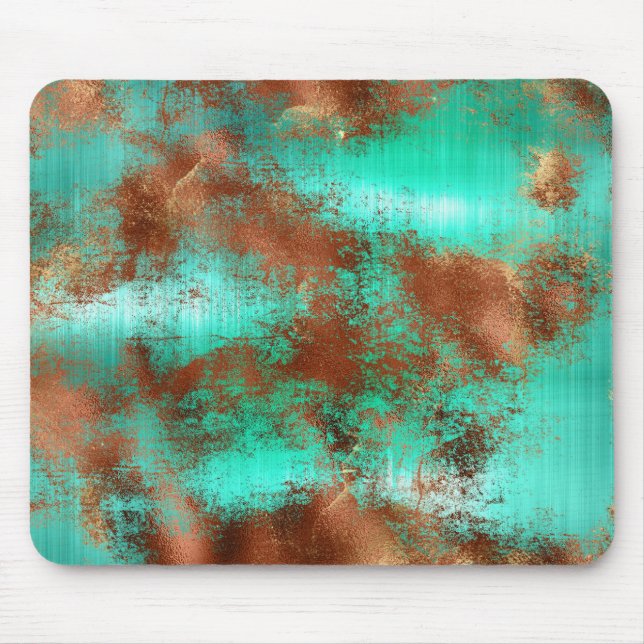 Turquoise Rust Abstract Mouse Pad (Front)
