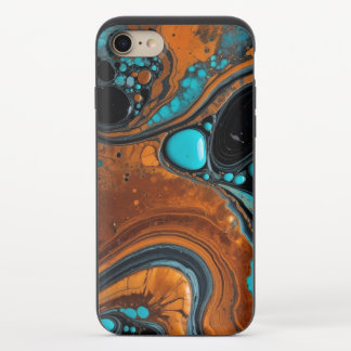Turquoise, rust and marble iPhone 8/7 slider case