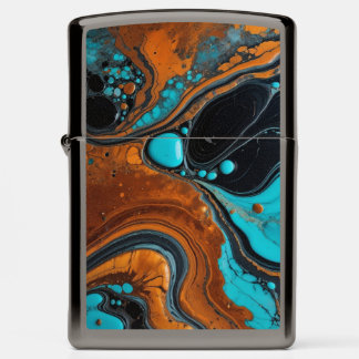 Turquoise, rust and marble zippo lighter