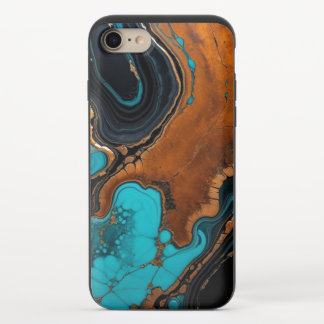 Turquoise, rust, copper and marble abstract iPhone 8/7 slider case