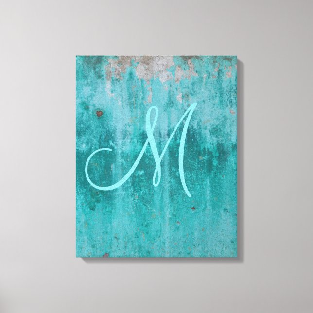 Turquoise Rust | Monogram Canvas Print (Front)