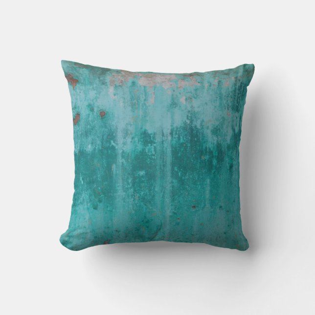 Turquoise Rust Throw Pillow (Front)