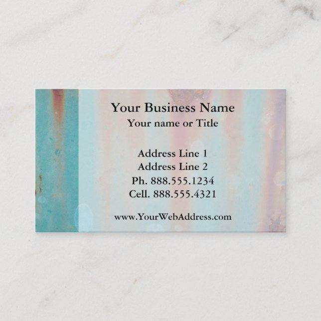 Turquoise Rusted Metal Business Card (Front)