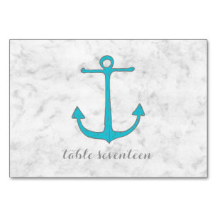 Turquoise Rustic Anchor Wedding Table Number