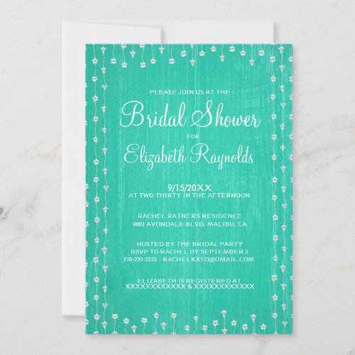 Turquoise Rustic Country Bridal Shower Invitations