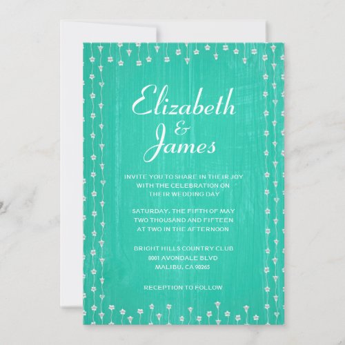 Turquoise Rustic Country Wood Wedding Invitations