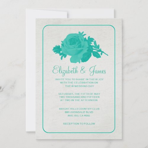 Turquoise Rustic Floral/Flower Wedding Invitations