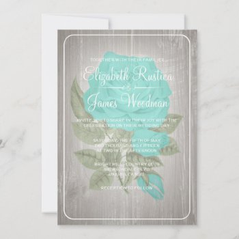 Turquoise Rustic Floral Wedding Invitations by topinvitations at Zazzle