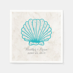 Turquoise Rustic Seashell Wedding Napkins