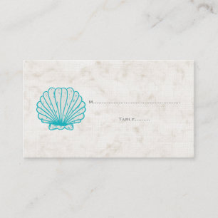 Turquoise Rustic Seashell Wedding Place Cards