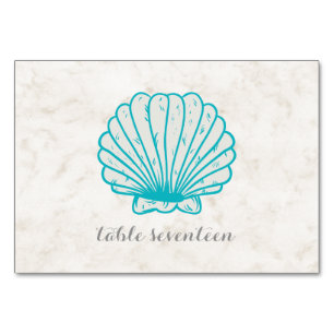 Turquoise Rustic Seashell Wedding Table Number