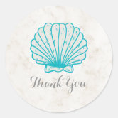 Seashell Vintage Beach Wedding Monogram Pink Classic Round Sticker