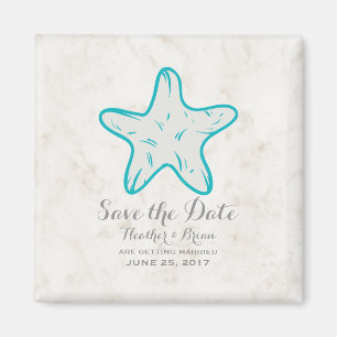 Turquoise Rustic Starfish Save the Date Magnet
