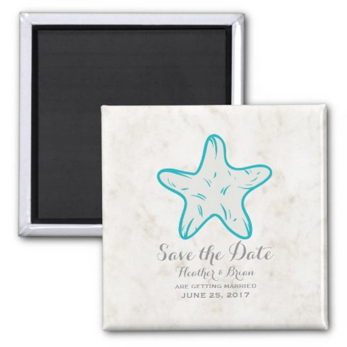 Turquoise Rustic Starfish Save the Date Magnet