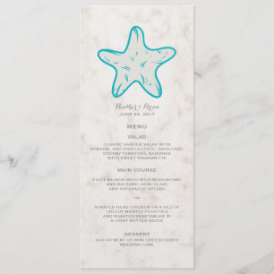 Turquoise Rustic Starfish Wedding Menu
