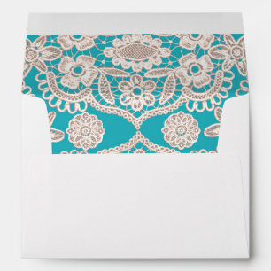 Turquoise Rustic Vintage Lace Return Address Envelope