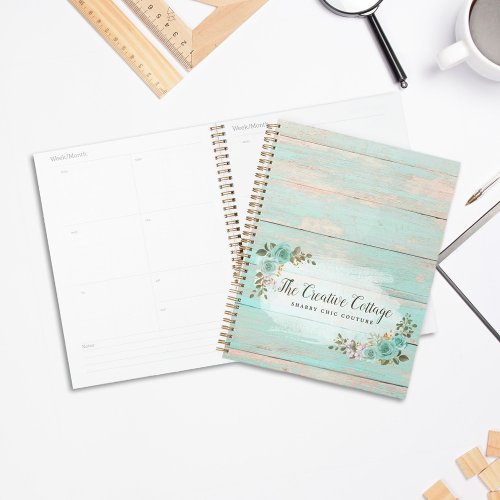 Turquoise Rustic Wood Farmhouse Floral Roses Chic Planner