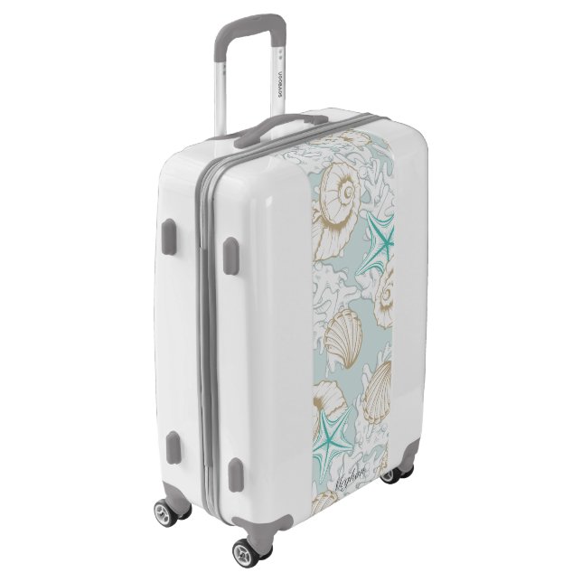 turquoise sand beach shells coastal Luggage (Rotated Left)