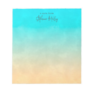 Turquoise sand gradient personalized notepad