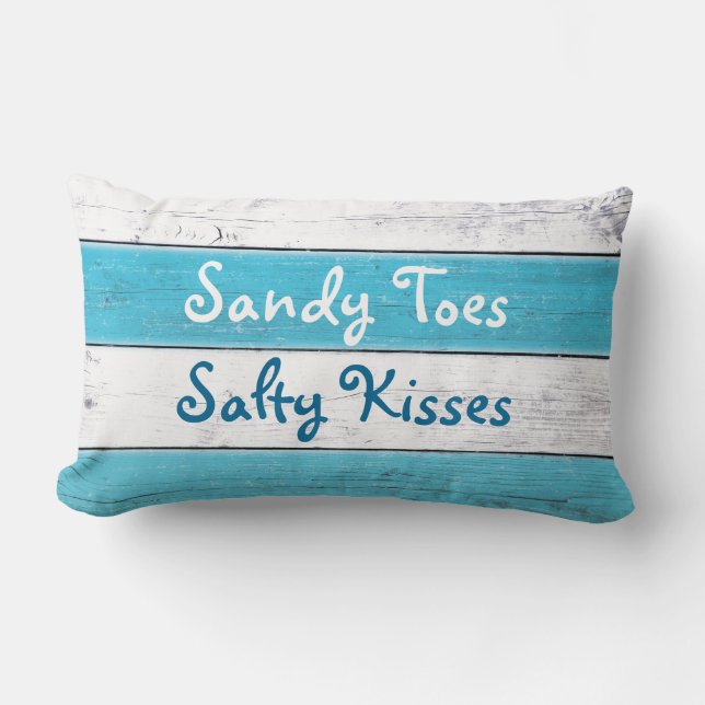 Turquoise Sandy Toes Salty Kisses Pillow (Front)
