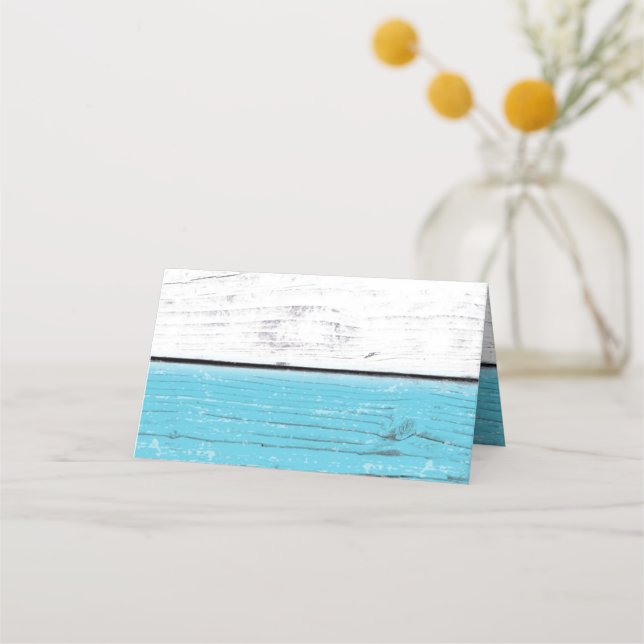 Turquoise Sandy Toes Salty Kisses Place Cards (Front)