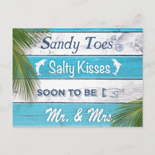 Turquoise Sandy Toes Salty Kisses Save the Date Announcement Postcard