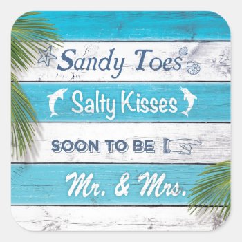 Turquoise Sandy Toes Salty Kisses Sticker by prettyfancyinvites at Zazzle