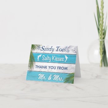 Turquoise Sandy Toes Salty Kisses Thank You Card by prettyfancyinvites at Zazzle