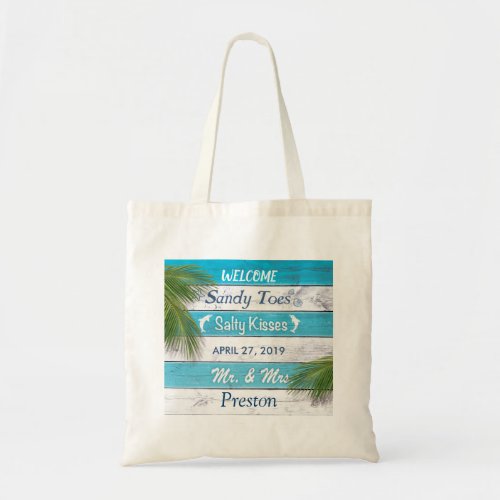 Turquoise Sandy Toes Salty Kisses Tote Bag