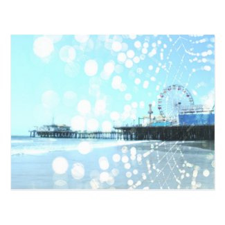 Turquoise Santa Monica Pier Spiderweb Postcard