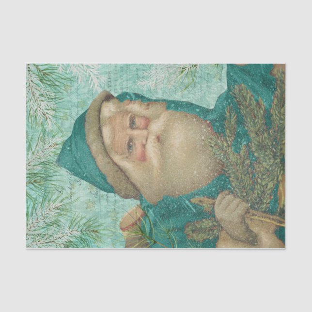 Turquoise Santa Tissue Paper (Front)