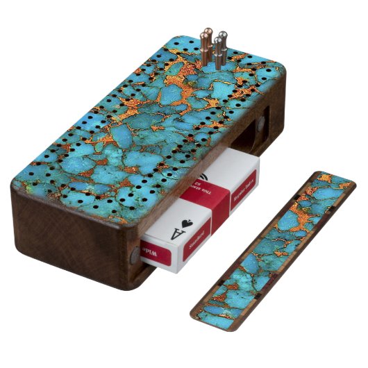 "Turquoise Sapele Cribbage Board" (Angled)