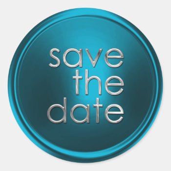 Turquoise Save The Date Envelope Seal by TailoredType at Zazzle