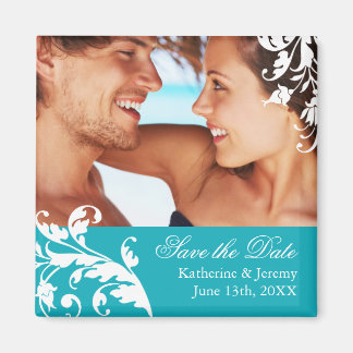 Turquoise Save the Date Wedding Magnet
