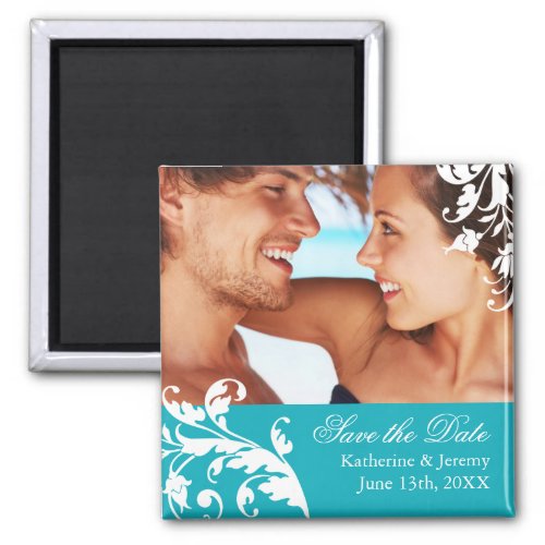 Turquoise Save the Date Wedding Magnet