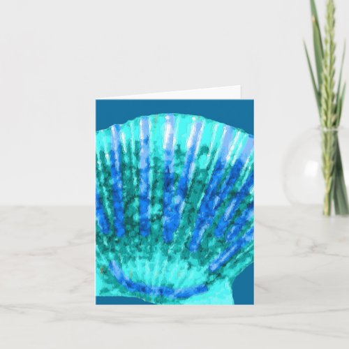 Turquoise scallop sea shell note card