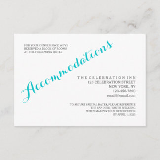 Turquoise Script Accommodations Enclosure Card