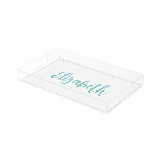 Turquoise Script Name Acrylic  Acrylic Tray (Angled)