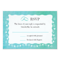 Turquoise sea border wedding RSVP card