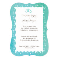 Turquoise sea bracket shape wedding invitation