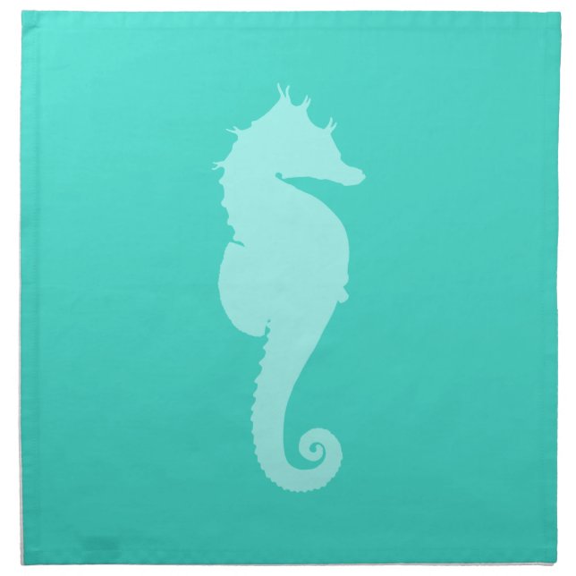 Turquoise Sea Horse 2 Cloth Napkin (Front)