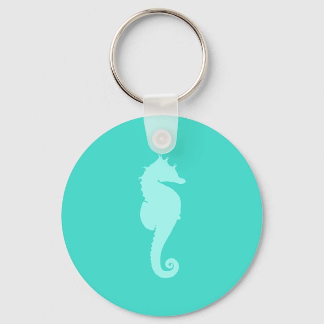 Turquoise Sea Horse 2 Keychain (Front)