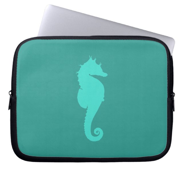 Turquoise Sea Horse Laptop Sleeve (Front)