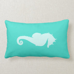 Turquoise Sea Horse Lumbar Pillow