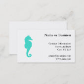 Turquoise Sea Horse on White Business Card (Front/Back)