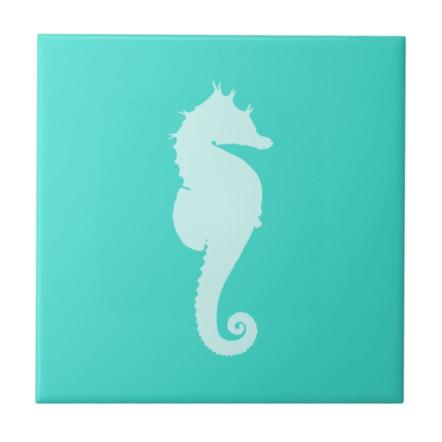 Turquoise Sea Horse Tile (Front)