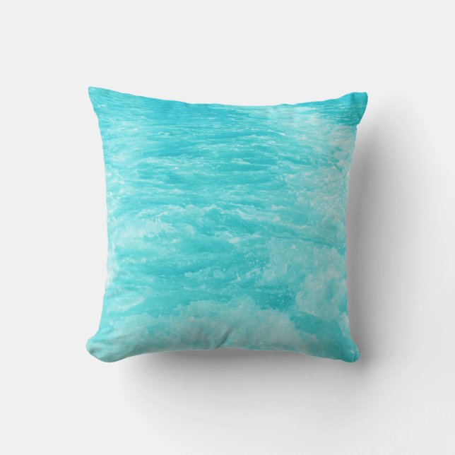 Turquoise Sea Water with Splashes Throw Pillow (Front)